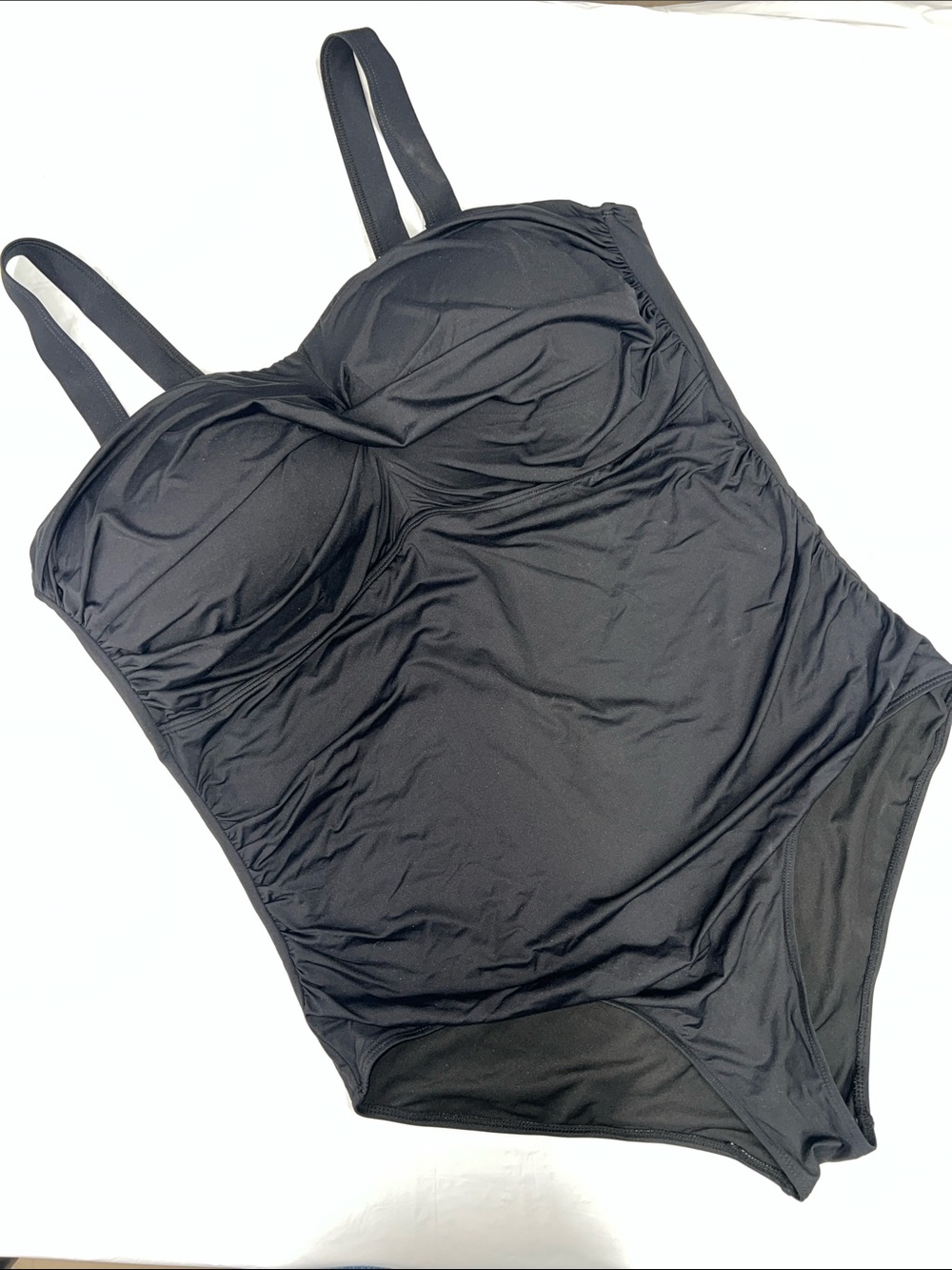 NWT - Aqua Eve Black Ruched One-Piece Swimsuit 22W